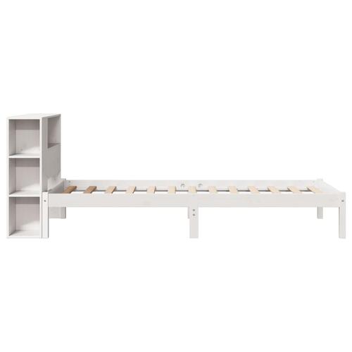 Seng med reol uden madras 90x190 cm massivt fyrretræ hvid