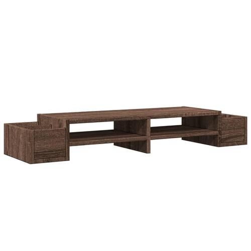 Skærmstander med opbevaring 100x27x15cm konstrueret træ brun eg