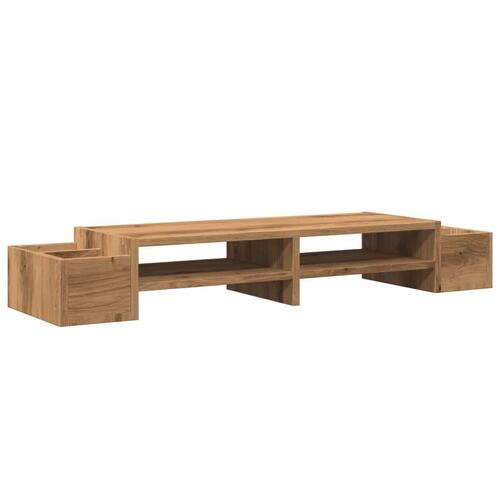 Skærmholder med opbevaring 100x27x15 cm konstrueret træ kunsteg
