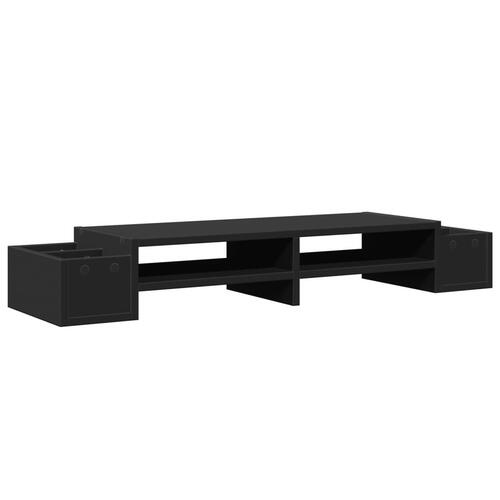 Skærmholder med opbevaring 100x27x15 cm konstrueret træ sort