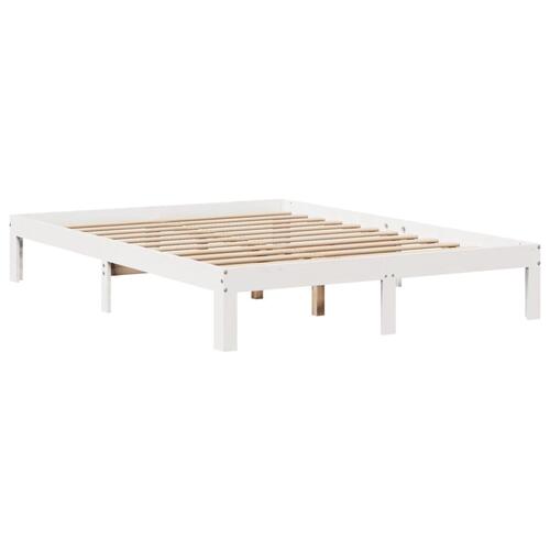 Seng med reol uden madras 120x200 cm massivt fyrretræ hvid