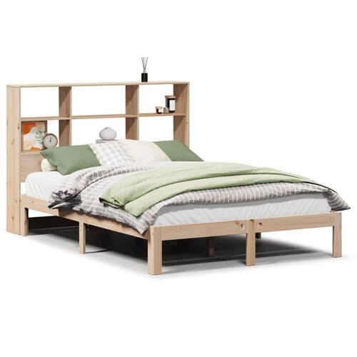 Seng med reol uden madras 140x190 cm massivt fyrretræ