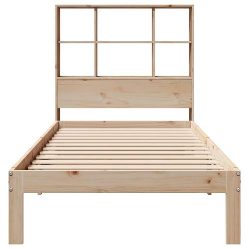 Seng med reol uden madras 90x200 cm massivt fyrretræ