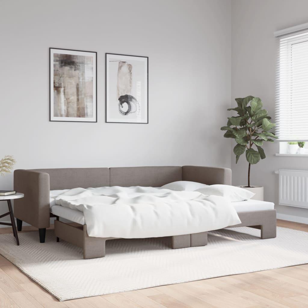 daybed med udtræk 80x200 cm stof gråbrun