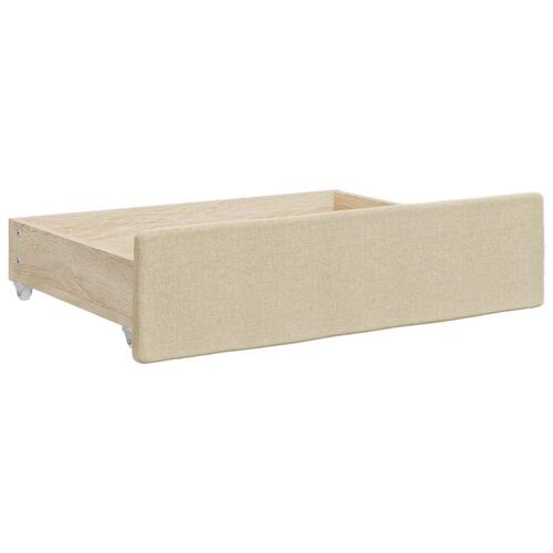 Daybed med udtræk og skuffer 100x200 cm stof cremefarvet