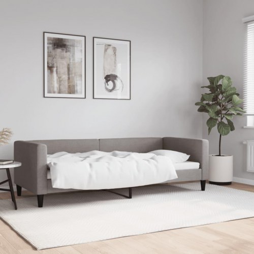 Daybed 80×200 cm i stof - gråbrun sovesofa med lamelbund