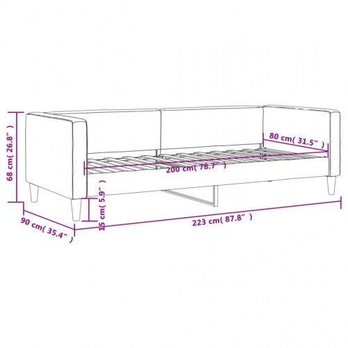 Daybed 80×200 cm i stof - gråbrun sovesofa med lamelbund
