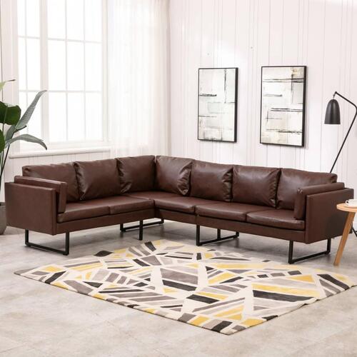 Hjørnesofa kunstlæder brun
