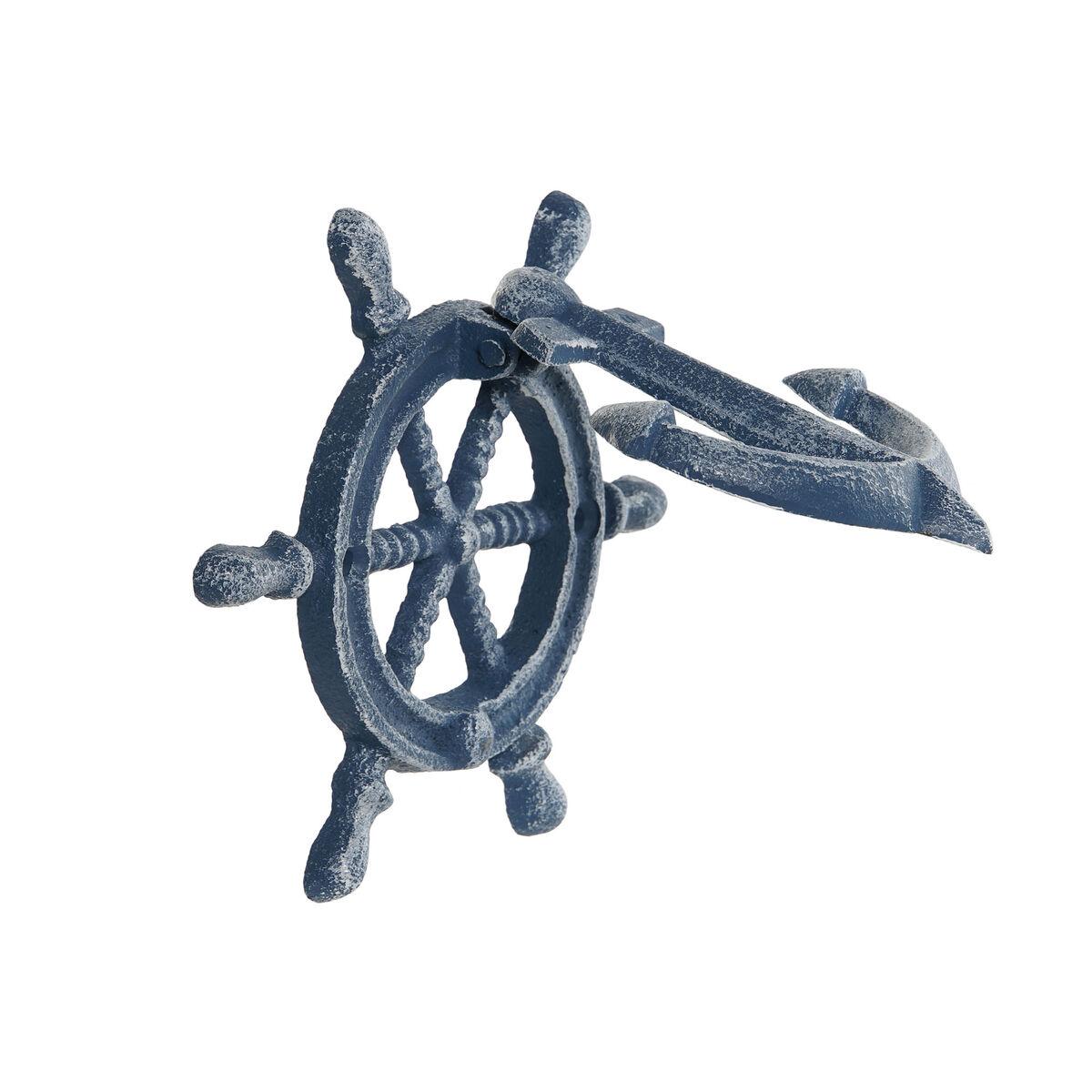 Dørhammer i jern - Ror/anker, blå, 16 × 3 × 14 cm