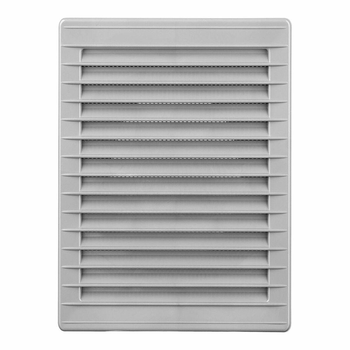 EDM Ventilationsgitter 13,5 × 20,5 cm - grå med moskitonet