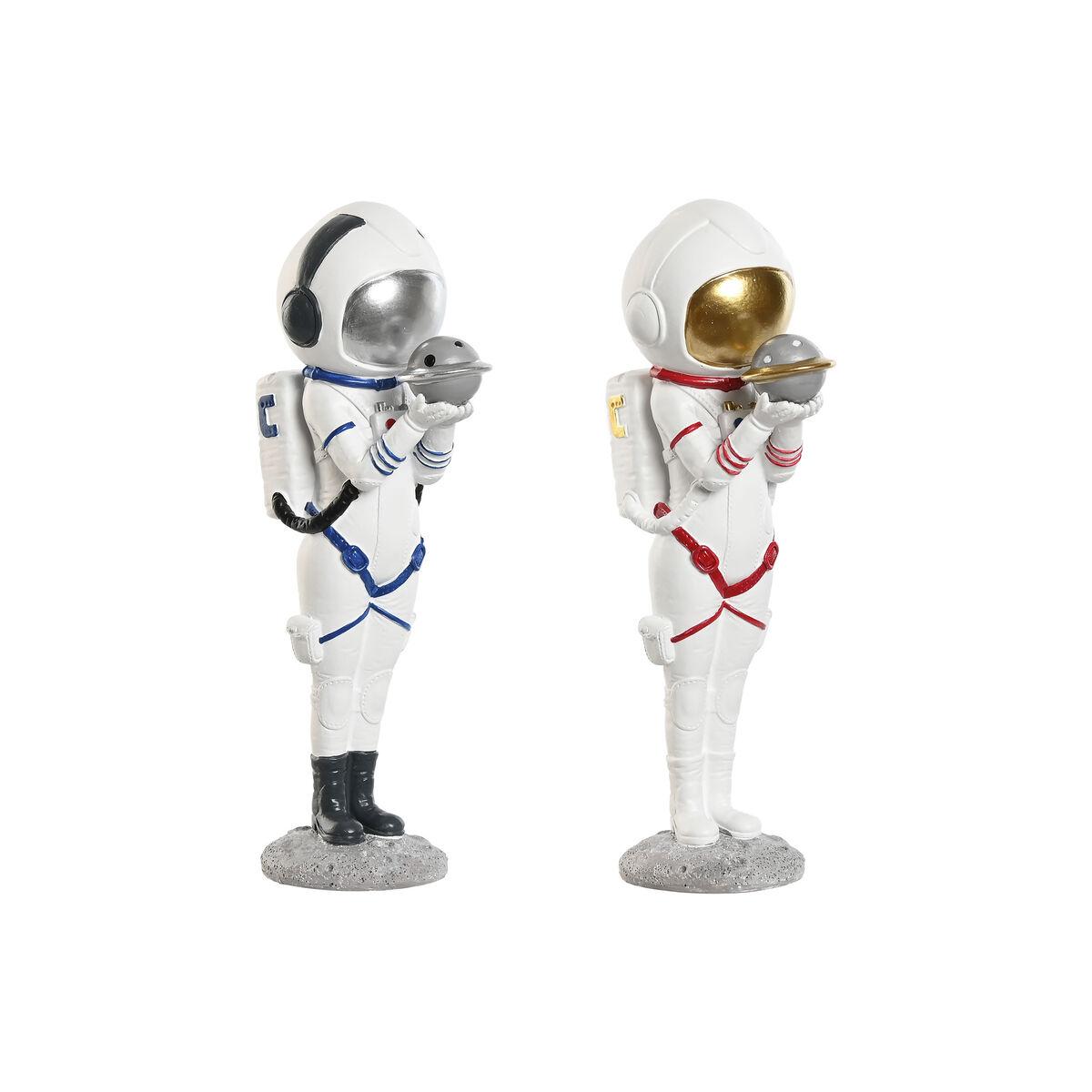 Dekorativ figur - Dame astronaut, blå/hvid/rød/gylden, 11 × 7 × 25 cm (sæt af 2)