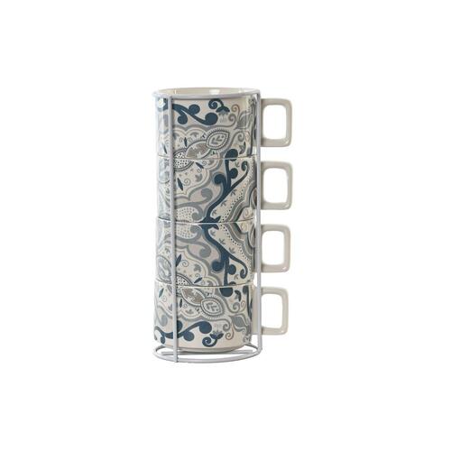 Dele kaffekopsæt Home ESPRIT Beige Grå Pink Syren Metal Bambus Dolomite 260 ml