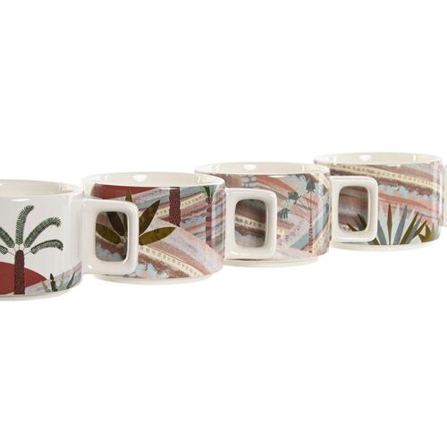 Dele kaffekopsæt Home ESPRIT Beige Pink Terrakotta Syren Metal Bambus Dolomite 260 ml