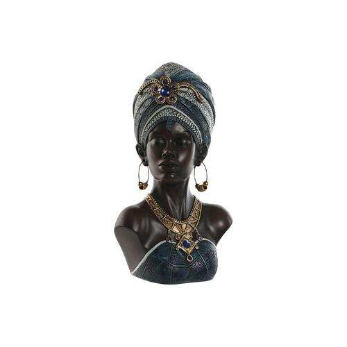 Dekorativ figur Home ESPRIT Blå Sort Gylden Afrikansk kvinde 23 x 17 x 39 cm