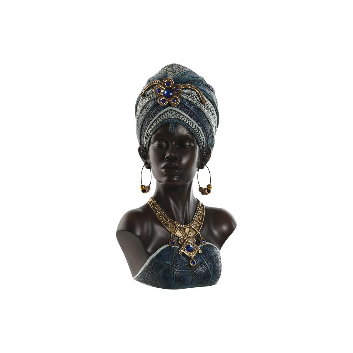 Dekorativ figur Home ESPRIT Blå Sort Gylden Afrikansk kvinde 23 x 17 x 39 cm