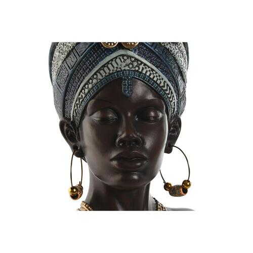 Dekorativ figur Home ESPRIT Blå Sort Gylden Afrikansk kvinde 23 x 17 x 39 cm