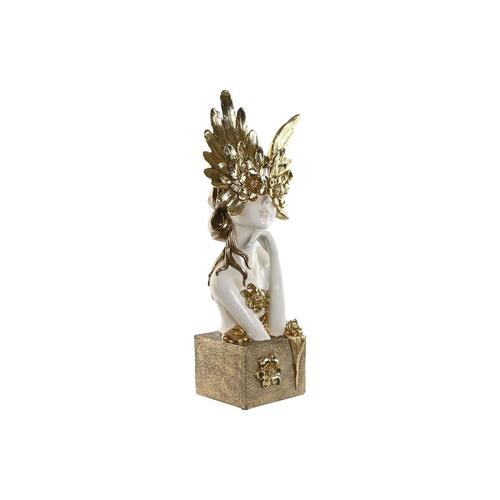 Dekorativ figur Home ESPRIT Hvid Gylden Dame 20 x 17 x 50 cm