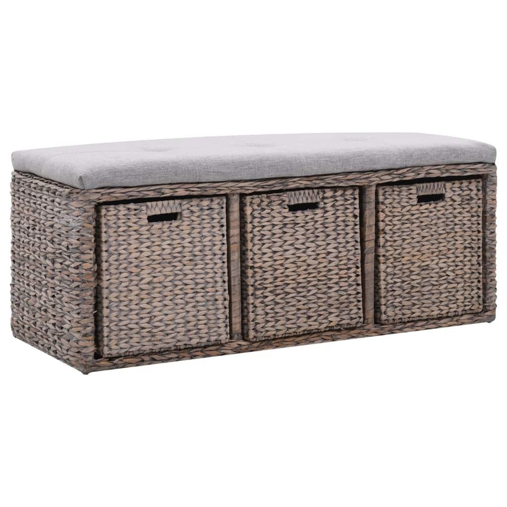 Bænk med 3 kurve søgræs 105 x 40 x 42 cm grå