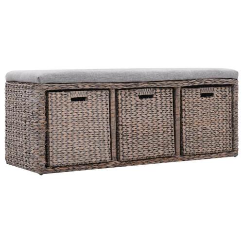 Bænk med 3 kurve søgræs 105 x 40 x 42 cm grå