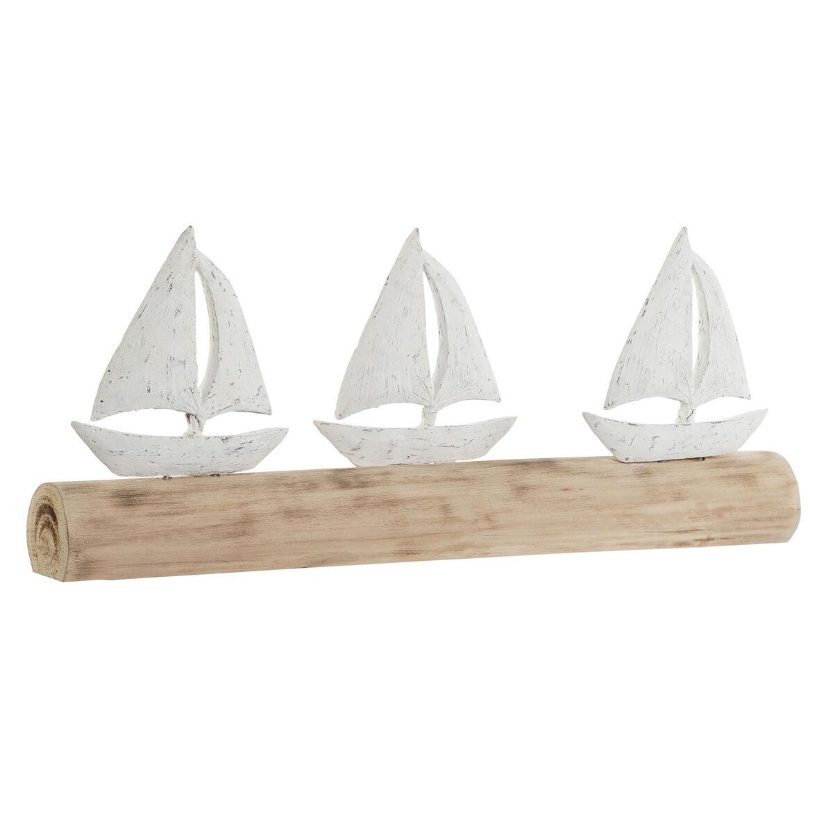 Dekorativ figur - Yachts i hvid/natur, 62 × 8,5 × 25,5 cm