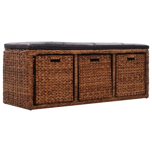 Bænk med 3 kurve søgræs 105 x 40 x 42 cm brun
