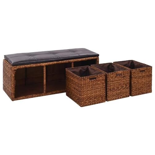 Bænk med 3 kurve søgræs 105 x 40 x 42 cm brun