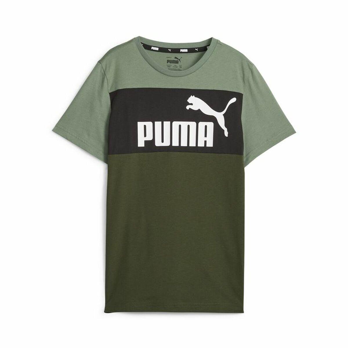 Puma Ess Block kortærmet T-shirt til drenge, grøn (5-6 år)