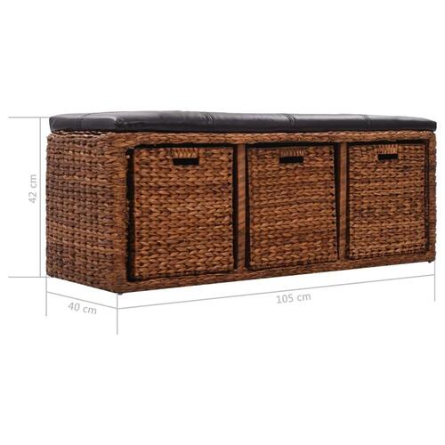 Bænk med 3 kurve søgræs 105 x 40 x 42 cm brun