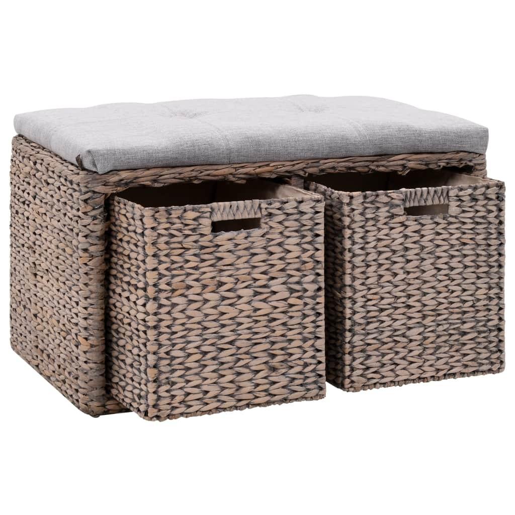 Bænk med to kurve søgræs 71 x 40 x 42 cm grå