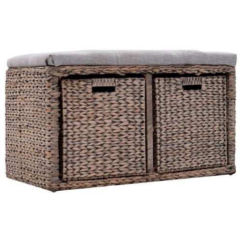 Bænk med to kurve søgræs 71 x 40 x 42 cm grå