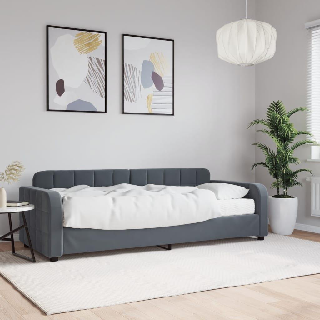 Daybed med madras 80x200 cm velour mørkegrå billede