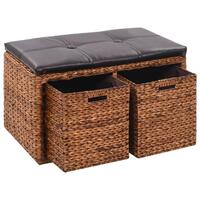 Bænk med 2 kurve søgræs 71 x 40 x 42 cm brun