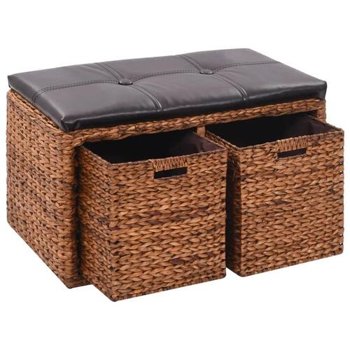 Bænk med 2 kurve søgræs 71 x 40 x 42 cm brun