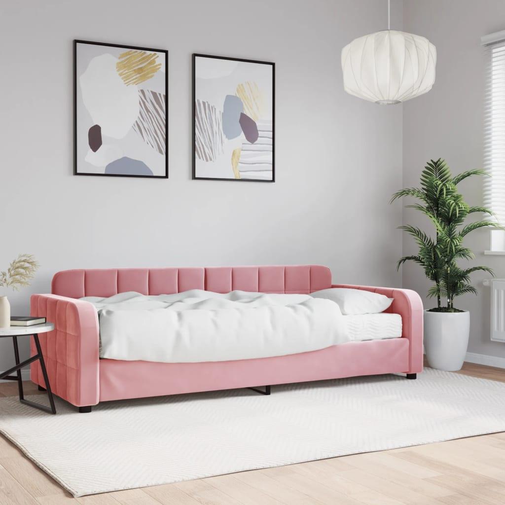Daybed Velour Pink Lyserød - med madras / 80 x 200 cm