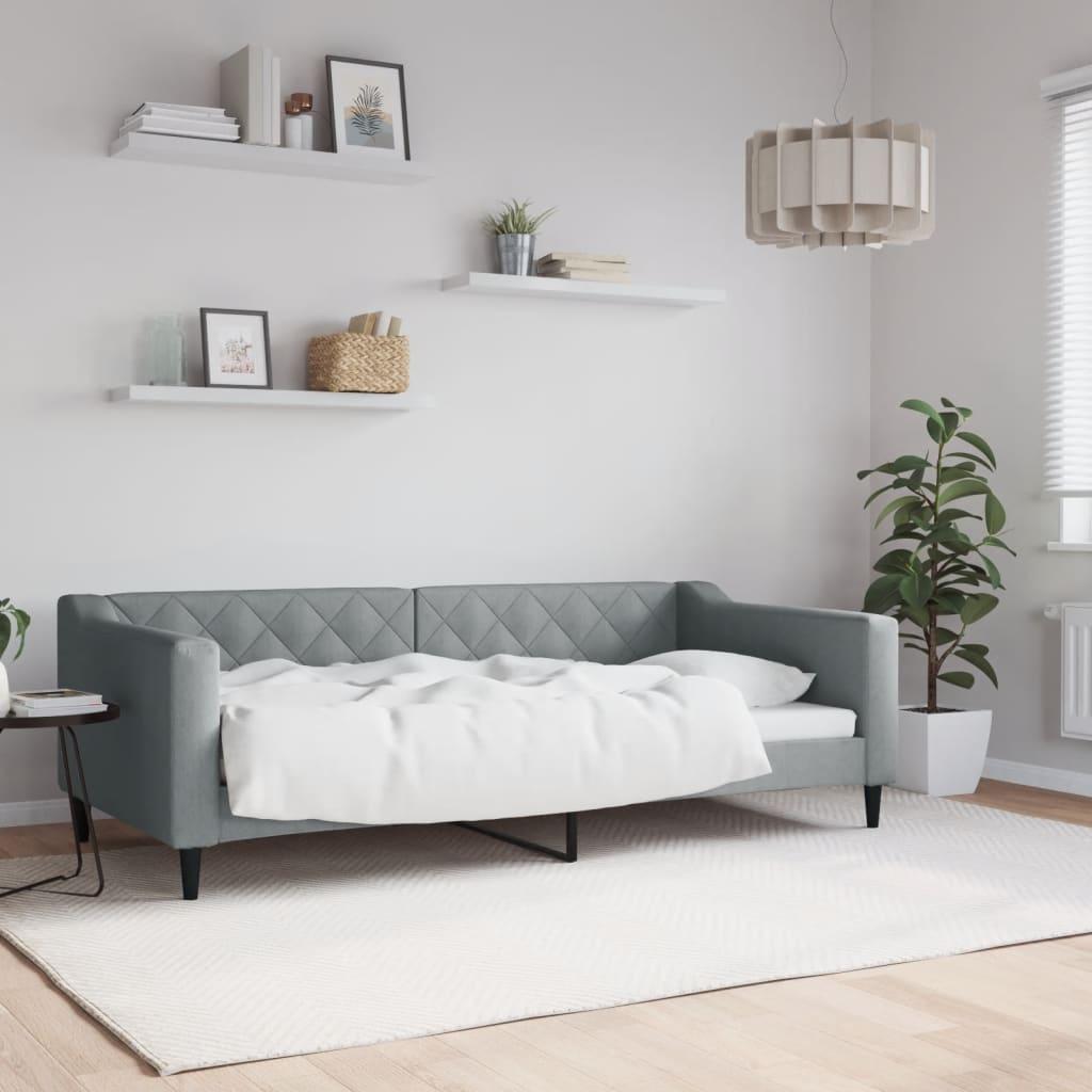 Daybed 90x190 cm stof lysegrå
