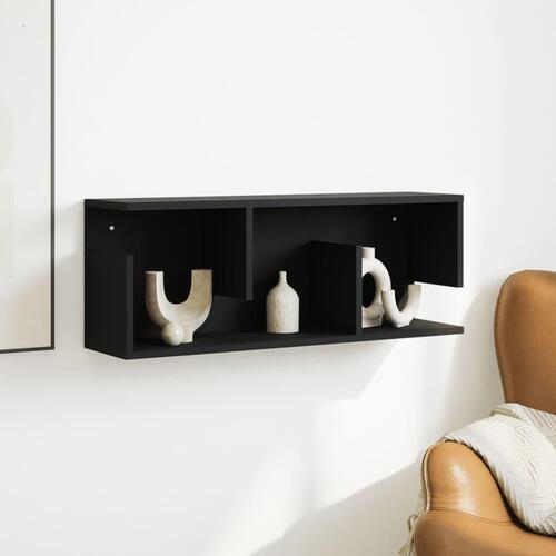 Vægskab 80x20x30 cm konstrueret træ sort