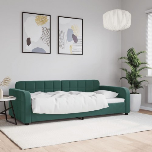 Daybed 90x200 cm i velour - mørkegrøn sovesofa