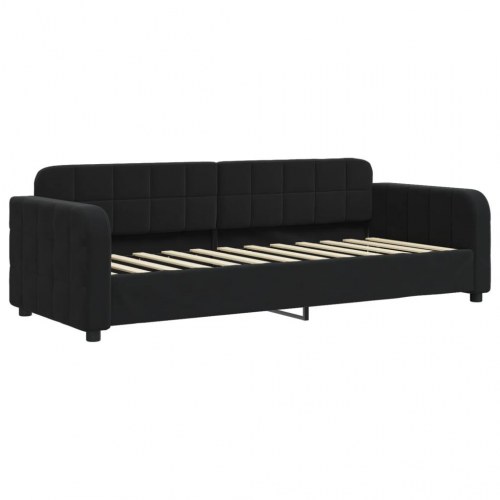 Daybed 80x200 cm i velour - sort sengeramme/sovesofa