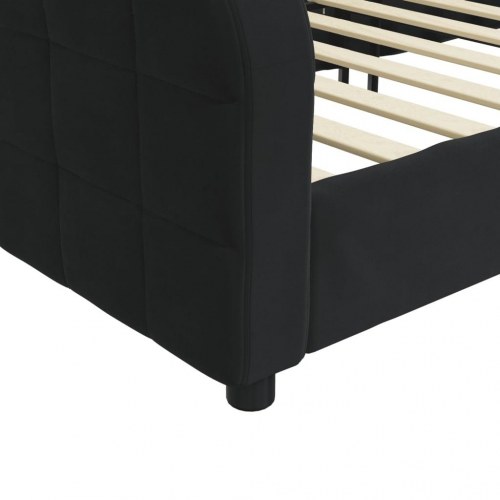 Daybed 80x200 cm i velour - sort sengeramme/sovesofa