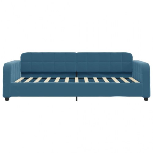 Daybed 90 x 200 cm i velour - blå sovesofa/gæsteseng