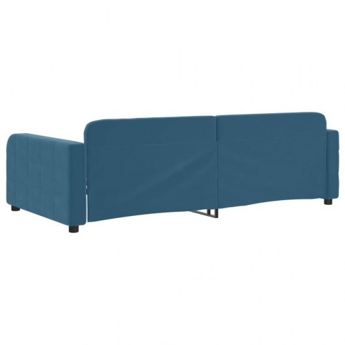 Daybed 90 x 200 cm i velour - blå sovesofa/gæsteseng