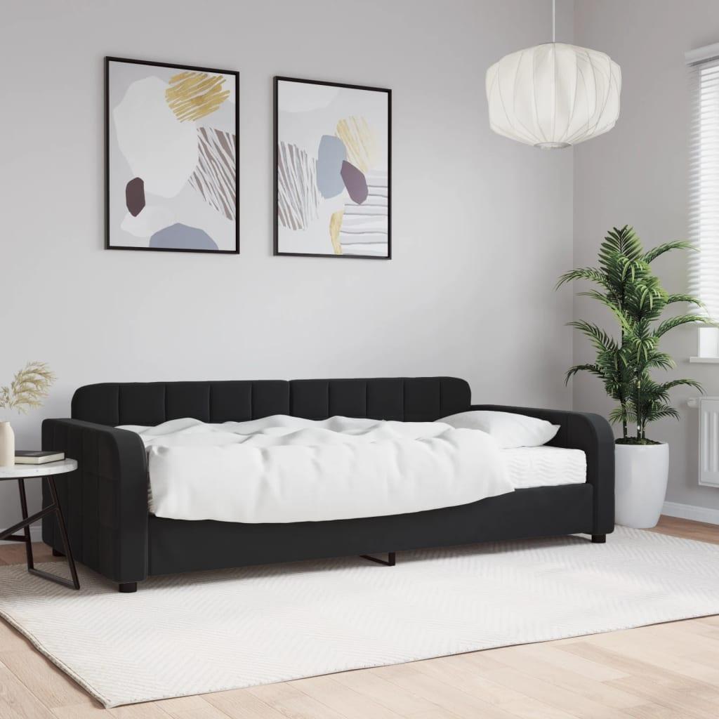 Daybed Velour Sort - med madras / 90 x 200 cm