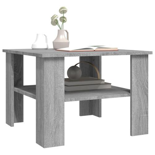 Sofabord 60x60x42 cm konstrueret træ grå sonoma-eg