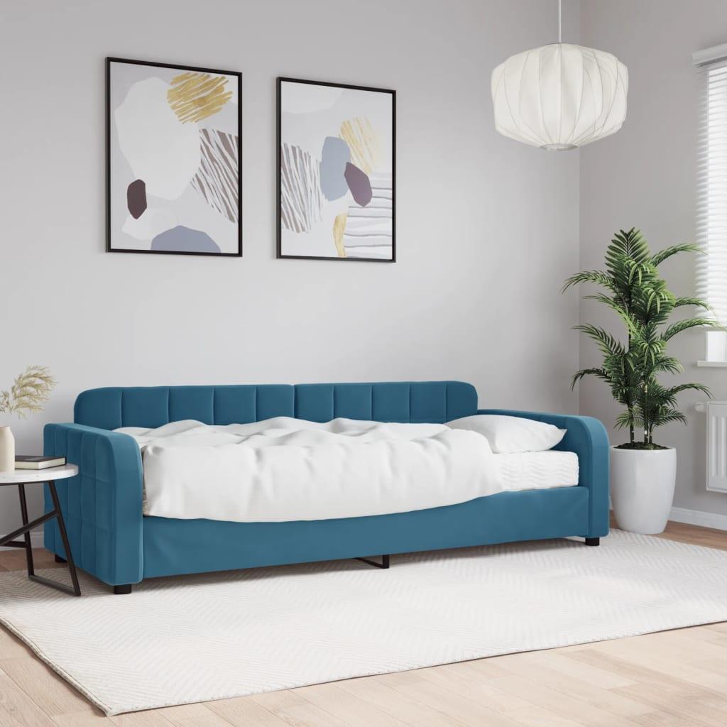 Daybed med madras 80x200 cm velour blå billede