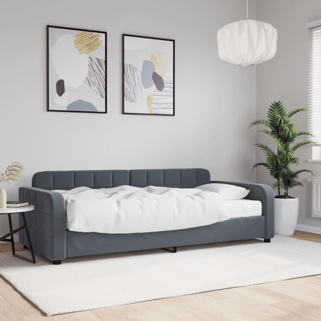 Daybed med madras 90x200 cm velour mørkegrå billede