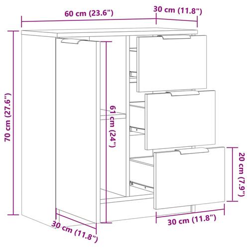 Skænk 60x30x70 cm konstrueret træ antikt trælook
