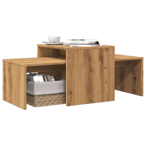 Sofabordssæt i konstrueret træ 100×48×40 cm - kunsteg