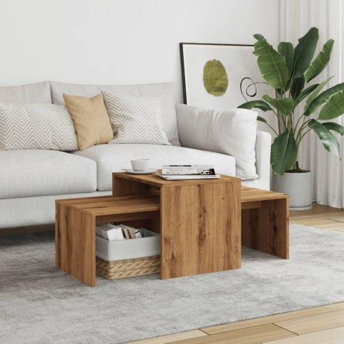 Sofabordssæt i konstrueret træ 100×48×40 cm - kunsteg