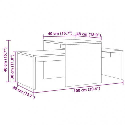 Sofabordssæt i konstrueret træ 100×48×40 cm - kunsteg
