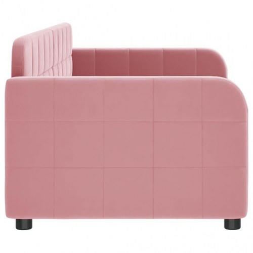 Daybed 80x200 cm i velour - lyserød sovesofa/gæsteseng
